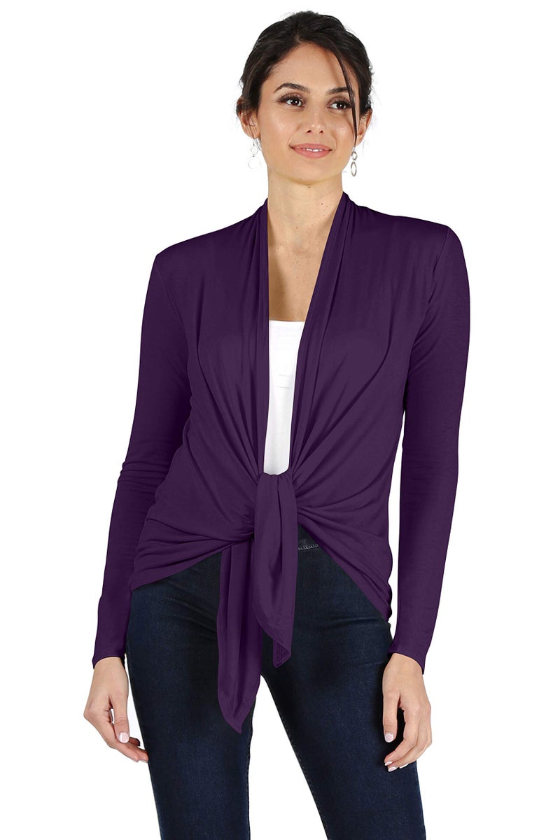 Simlu Womens Open Drape Cardigan Reg and Plus Size Cardigan Sweater Long Sleeves - USA Plum X-Large - Image 2
